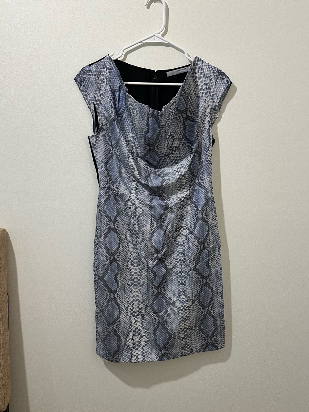 Marc New York Grey/blue Snake-Print Cap Sleeve Sheath Dress